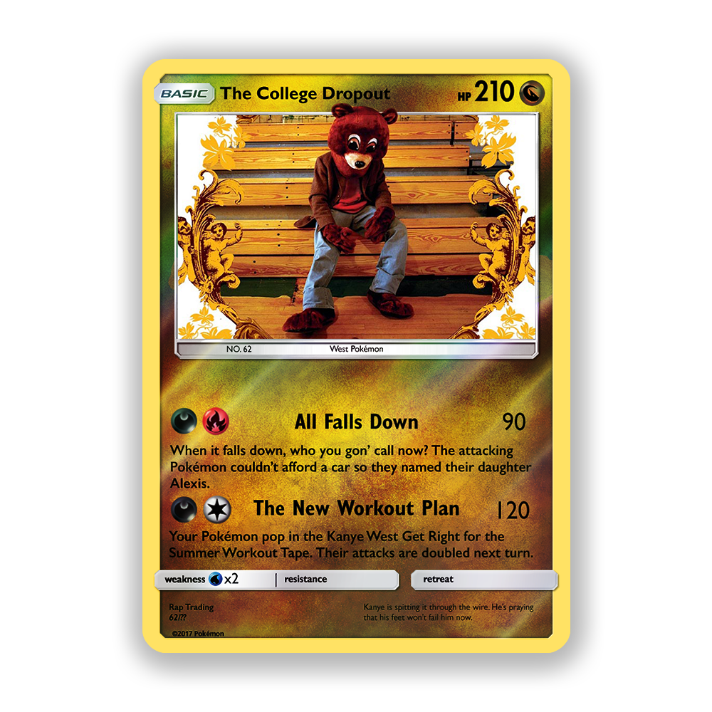 Kanye West The College Dropout Holographic Pokémon Card