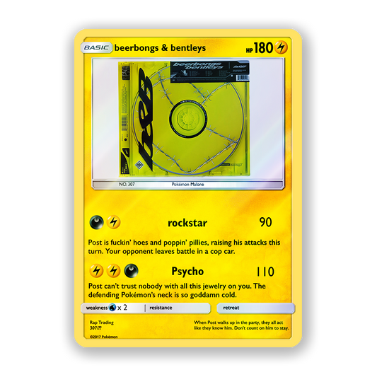 Post Malone beerbongs & bentleys Holographic Pokémon Card