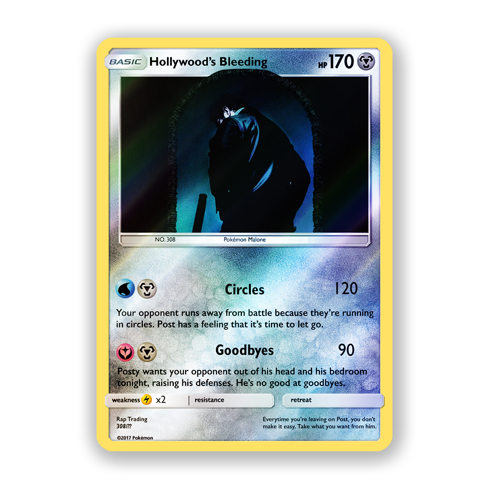 Post Malone Hollywood's Bleeding Holographic Pokémon Card
