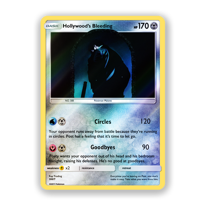 Post Malone Hollywood's Bleeding Holographic Pokémon Card