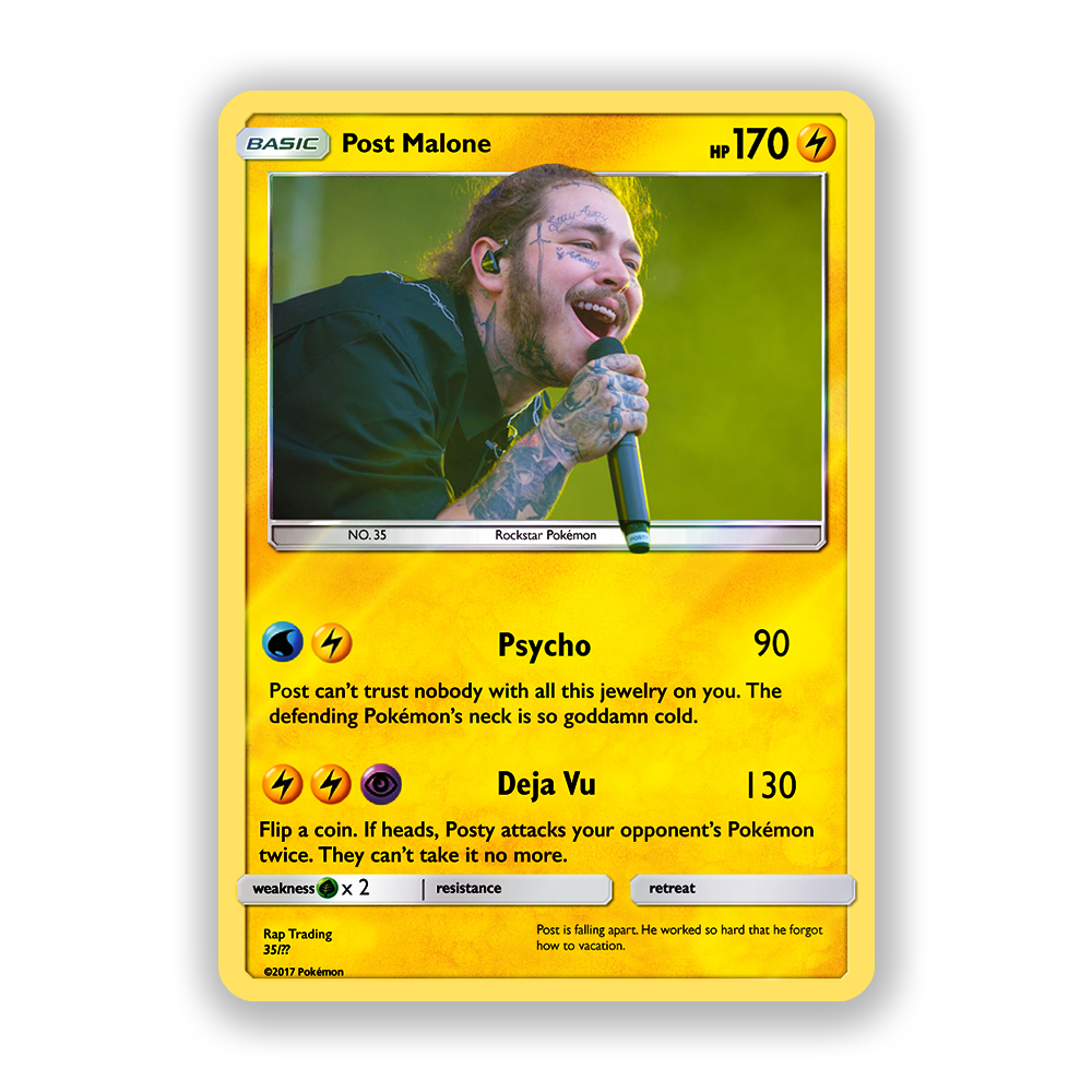 Post Malone Holographic Pokémon Card