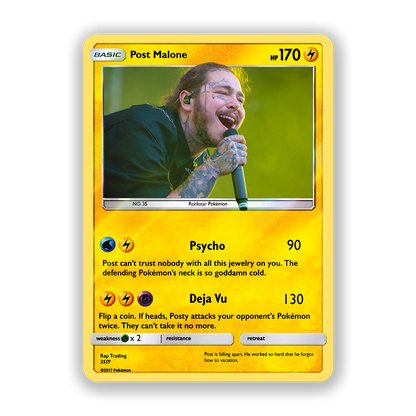 Post Malone Holographic Pokémon Card