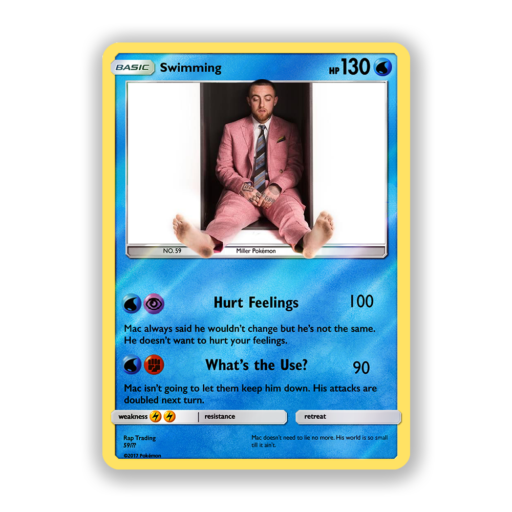Mac Miller Swimming Holographic Pokémon Card