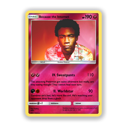 Childish Gambino Because The Internet Holographic Pokémon Card