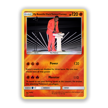 Kanye West My Beautiful Dark Twisted Fantasy Holographic Pokémon Card
