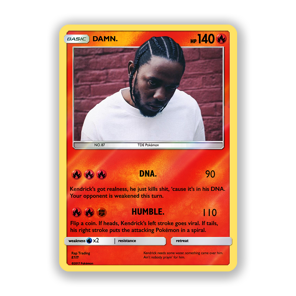 Kendrick Lamar DAMN. Holographic Pokémon Card