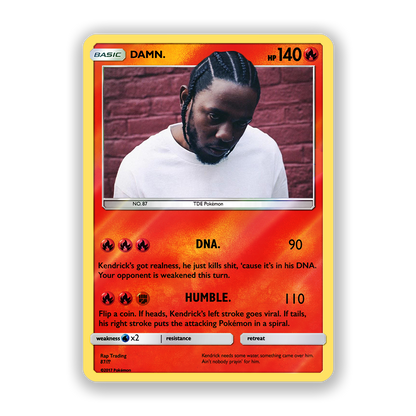 Kendrick Lamar DAMN. Holographic Pokémon Card