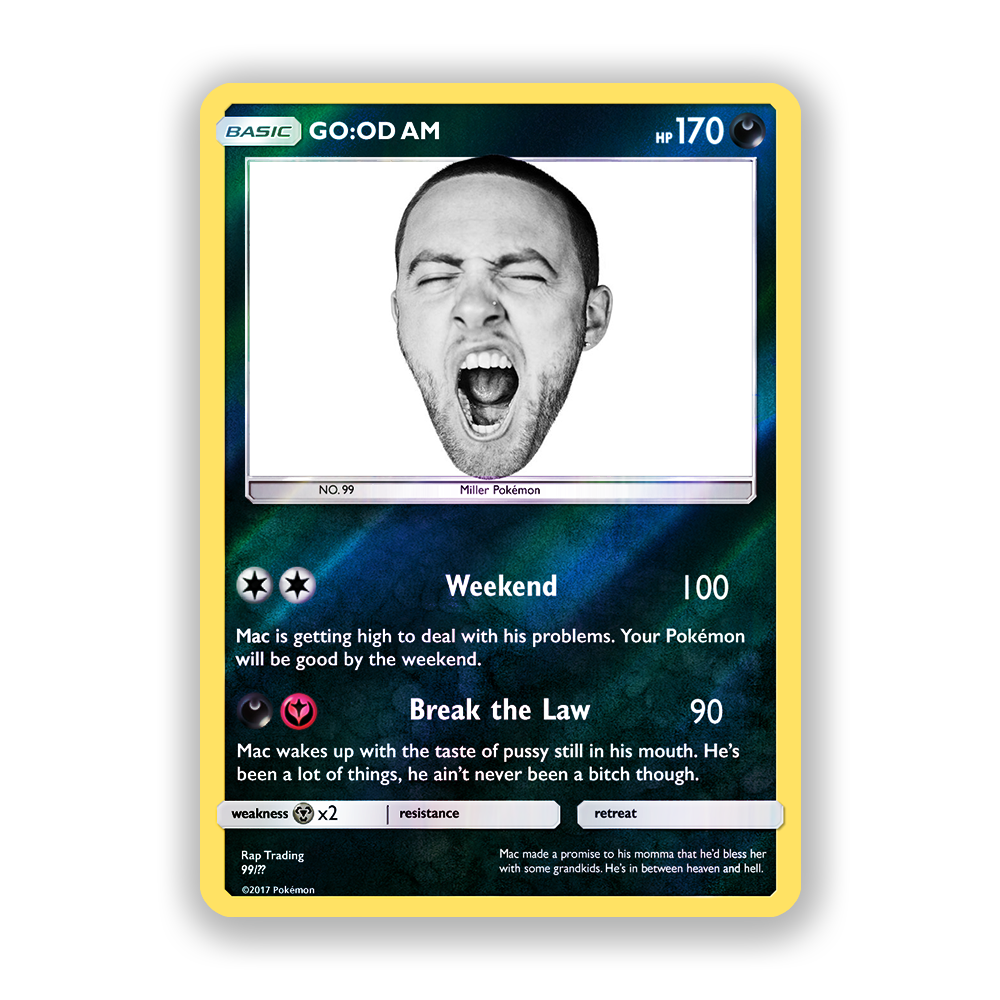 Mac Miller GO:OD AM Holographic Pokémon Card